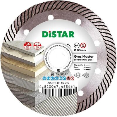 Distar, Sägeblatt, DIAMANTTRENNSCHEIBE GRES MASTER 125 x 1 4 x 10 x 22 23mm Distar, Sägeblatt, DIAMANTTRENNSCHEIBE GRES MASTER 125 x 1 4 x 10 x 22 23mm