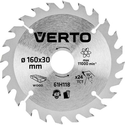 Verto, Sägeblatt, Kreissäge 160x20mm 24Z 61H118 Verto, Sägeblatt, Kreissäge 160x20mm 24Z 61H118