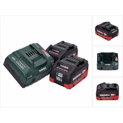 Metabo, Werkzeugakku + Ladegerät, 18 V Basis Set 2x Akku 10,0 Ah LIHD + ASC 145 Ladegerät CAS System (18 V) Metabo, Werkzeugakku + Ladegerät, 18 V Basis Set 2x Akku 10,0 Ah LIHD + ASC 145 Ladegerät CAS System (18 V)