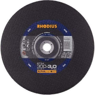 Rhodius, Sägeblatt, Stationäre Trennscheibe ST34 Ø 300 x 3,0 x 25,40mm Form 41 VPE: 10 Rhodius, Sägeblatt, Stationäre Trennscheibe ST34 Ø 300 x 3,0 x 25,40mm Form 41 VPE: 10