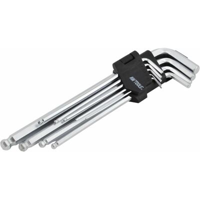 Awtools, Sechskantschlüssel, KLUCZE SZEŚCIOKĄTNE Z KULKĄ / 1,5-10mm / 9 elem. 1.5/2/2.5/3/4/5/7/8/10cm DŁUGIE Awtools, Sechskantschlüssel, KLUCZE SZEŚCIOKĄTNE Z KULKĄ / 1,5-10mm / 9 elem. 1.5/2/2.5/3/4/5/7/8/10cm DŁUGIE