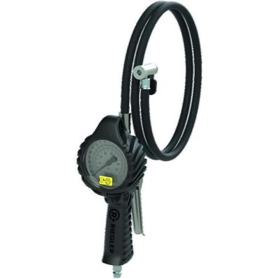 Magni, Druckluftaufsatz, Hand-Reifenfüllmesser mit Hebelstecker, drehbar, geeicht, Manom. Ø80mm, 0-12bar/170psi RIEGLER Magni, Druckluftaufsatz, Hand-Reifenfüllmesser mit Hebelstecker, drehbar, geeicht, Manom. Ø80mm, 0-12bar/170psi RIEGLER