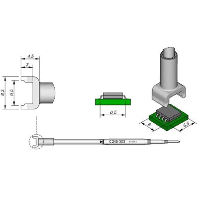 JBC SMD-Entlötspitze Serie C245, C245303/6,5 x 6,0 mm, für Dual-In-Line-IC, Lötgerät Zubehör JBC SMD-Entlötspitze Serie C245, C245303/6,5 x 6,0 mm, für Dual-In-Line-IC, Lötgerät Zubehör