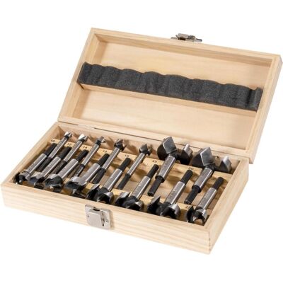Stier, Bohrereinsatz, Forstnerbohrer-Set in Holz-Kasette, 15-teilig (10 Millimeter, 12 Millimeter, 14 Millimeter, 15 Millimeter, 16 Millimeter, 24 Millimeter, 25 Millimeter, 30 Millimeter, 32 Millimeter, 35 Millimeter, 4-22 Millimeter, 40 Millimeter, 45 M Stier, Bohrereinsatz, Forstnerbohrer-Set in Holz-Kasette, 15-teilig (10 Millimeter, 12 Millimeter, 14 Millimeter, 15 Millimeter, 16 Millimeter, 24 Millimeter, 25 Millimeter, 30 Millimeter, 32 Millimeter, 35 Millimeter, 4-22 Millimeter, 40 Millimeter, 45 M