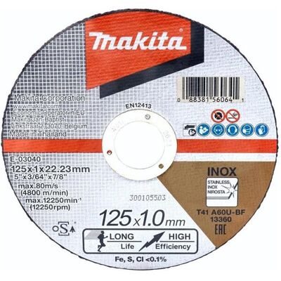 Makita, Sägeblatt, CUTTING WHEEL 125X1.0 RST A60U (E) Makita, Sägeblatt, CUTTING WHEEL 125X1.0 RST A60U (E)