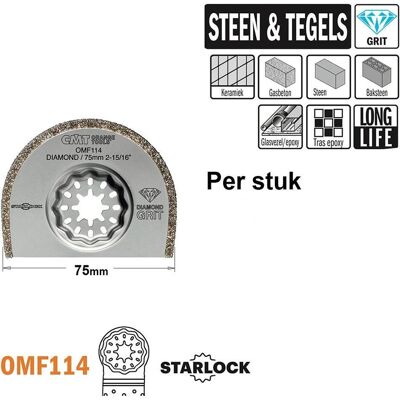 CMT, Sägeblatt, OMF114-X1 Rund Diamantkorn Multitool Sägeblatt 75 mm 1 Stück CMT, Sägeblatt, OMF114-X1 Rund Diamantkorn Multitool Sägeblatt 75 mm 1 Stück