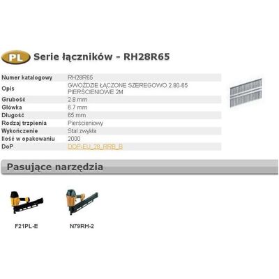 Bostitch, Tackerklammern + Tackernägel, GWOŹDZIE RH 2,8 x 65mm 21' RING 2000 szt. Bostitch, Tackerklammern + Tackernägel, GWOŹDZIE RH 2,8 x 65mm 21' RING 2000 szt.