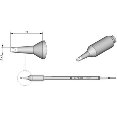 JBC Lötspitze Serie C470, Meisselform, C470036/2,0 x 1,0 mm, gerade, Lötgerät Zubehör JBC Lötspitze Serie C470, Meisselform, C470036/2,0 x 1,0 mm, gerade, Lötgerät Zubehör