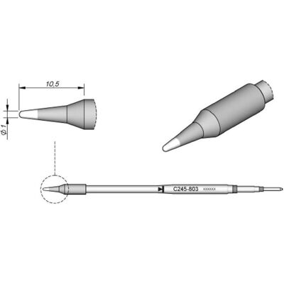 JBC Lötspitze Serie C245, Rundform, C245803/Ø 1,0 mm, gerade, 20 mm länger (Lötspitze), Lötgerät Zubehör JBC Lötspitze Serie C245, Rundform, C245803/Ø 1,0 mm, gerade, 20 mm länger (Lötspitze), Lötgerät Zubehör