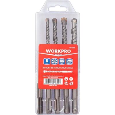 Workpro, Bits, Sds-plus masonry drill bits, ø6.00 x 110 / ø6 - 12 x 160 mm, 5-piece set Workpro, Bits, Sds-plus masonry drill bits, ø6.00 x 110 / ø6 - 12 x 160 mm, 5-piece set