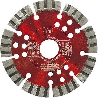 EGB, Sägeblatt, DiamantTrennscheibe 115mm Rot EGB, Sägeblatt, DiamantTrennscheibe 115mm Rot