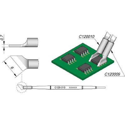 JBC Entlötspitze Serie C120 für Dual-In-Line, C120010/6,0 mm, schräg, links (Entlötset), Lötgerät Zubehör JBC Entlötspitze Serie C120 für Dual-In-Line, C120010/6,0 mm, schräg, links (Entlötset), Lötgerät Zubehör