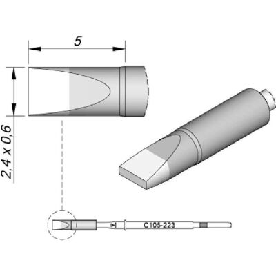 JBC Lötspitze Serie C115, Meisselform, C115223/2,4 x 0,6 mm, gerade, High Thermal, Lötgerät Zubehör JBC Lötspitze Serie C115, Meisselform, C115223/2,4 x 0,6 mm, gerade, High Thermal, Lötgerät Zubehör