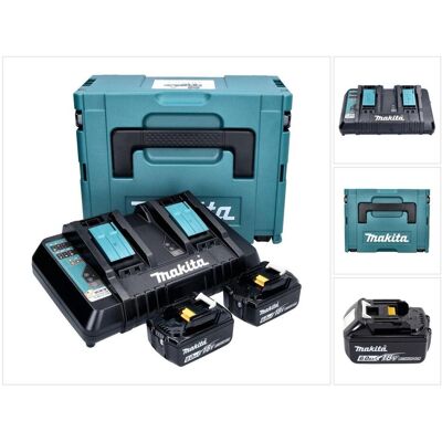 Makita, Werkzeugakku + Ladegerät, Power Source Kit Li 18V mit 2x BL1860B Akku 6,0Ah + DC18RD Doppelladegerät ( 199484-8 ) + Mak (18 V) Makita, Werkzeugakku + Ladegerät, Power Source Kit Li 18V mit 2x BL1860B Akku 6,0Ah + DC18RD Doppelladegerät ( 199484-8 ) + Mak (18 V)