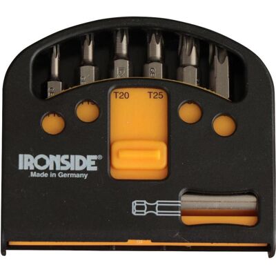 Ironside, Bits, Bit-Box 7-teilig, TX: 10 / 15 / 20 / 25 / 30 / 40, incl. magnetischer Bithalter (Bit-Halter) Ironside, Bits, Bit-Box 7-teilig, TX: 10 / 15 / 20 / 25 / 30 / 40, incl. magnetischer Bithalter (Bit-Halter)