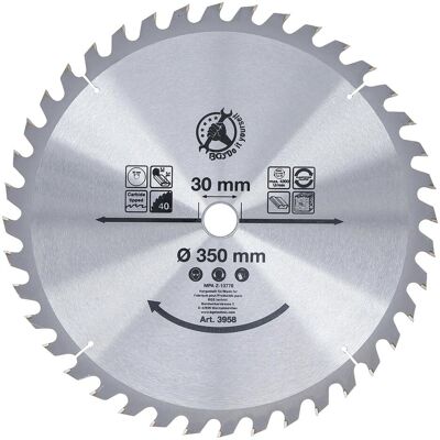 BGS, Sägeblatt, Hartmetall-Kreissägeblatt Ø 350 x 30 x 3,4 mm 40 Zähne BGS, Sägeblatt, Hartmetall-Kreissägeblatt Ø 350 x 30 x 3,4 mm 40 Zähne