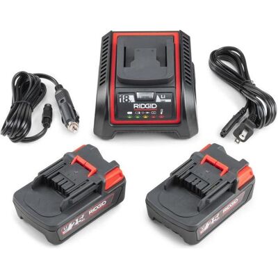 Ridgid, Endoskopkamera, Zubehör 61743 Akkusatz 2x 18V 2.5Ah Akkus und 230V Schnellladegerät + Autoladegerät Ridgid, Endoskopkamera, Zubehör 61743 Akkusatz 2x 18V 2.5Ah Akkus und 230V Schnellladegerät + Autoladegerät