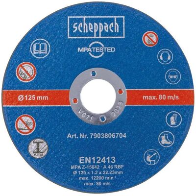Scheppach, Sägeblatt, 7903806704 Trennscheiben Ø125 mm (12 Stück) Scheppach, Sägeblatt, 7903806704 Trennscheiben Ø125 mm (12 Stück)