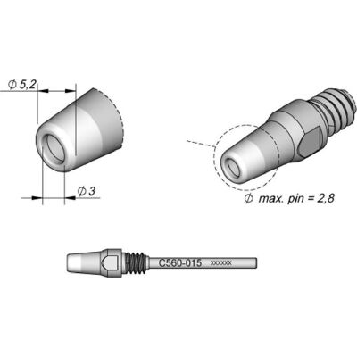 JBC Entlötspitze Serie C560, C560015/Ø 3,0 mm, 5,2 mm, Pincleaning (Entlötset), Lötgerät Zubehör JBC Entlötspitze Serie C560, C560015/Ø 3,0 mm, 5,2 mm, Pincleaning (Entlötset), Lötgerät Zubehör