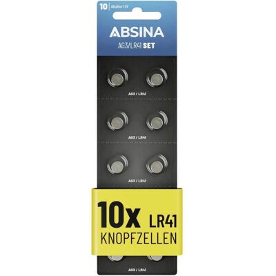 Absina Knopfzelle AG 3 1.5 V 10 St. Alkali-Mangan (10 Stk., LR41), Batterien + Akkus Absina Knopfzelle AG 3 1.5 V 10 St. Alkali-Mangan (10 Stk., LR41), Batterien + Akkus