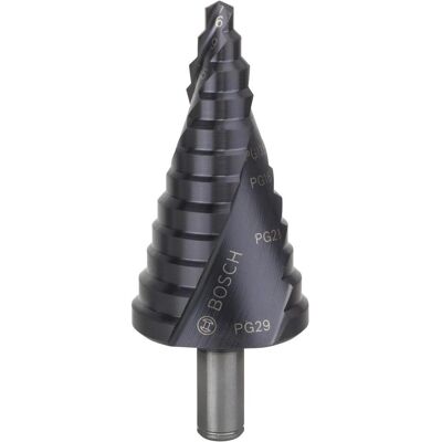 Bosch Professional Zubehör, Bohrereinsatz, Stufenbohrer HSS-AlTiN, 6 - 37 mm, 10 mm, 93 mm, 12 Stufen (10 mm) Bosch Professional Zubehör, Bohrereinsatz, Stufenbohrer HSS-AlTiN, 6 - 37 mm, 10 mm, 93 mm, 12 Stufen (10 mm)