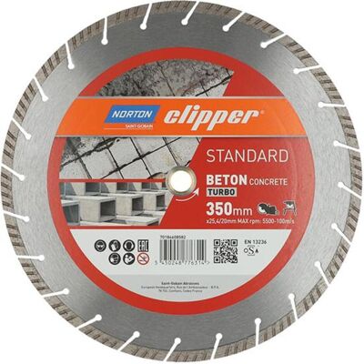 Symantec Norton Clipper, Sägeblatt, Diamantscheibe Standard Beton Turbo Ø 350x25,4 / 20 mm Symantec Norton Clipper, Sägeblatt, Diamantscheibe Standard Beton Turbo Ø 350x25,4 / 20 mm