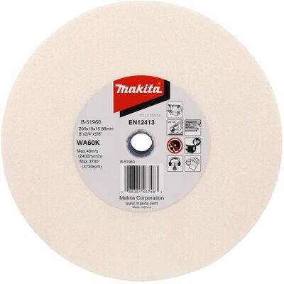 Makita, Schleifmittel, B-51960 Sharpening disc 205x19x15,88mm WA60K for RST / Metal (WA60K) Makita, Schleifmittel, B-51960 Sharpening disc 205x19x15,88mm WA60K for RST / Metal (WA60K)