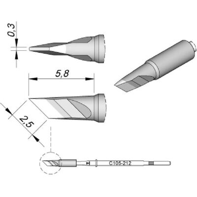 JBC Lötspitze Serie C105, Klingenform, C105212/2,5 x 0,3 mm, High Thermal (Lötspitze), Lötgerät Zubehör JBC Lötspitze Serie C105, Klingenform, C105212/2,5 x 0,3 mm, High Thermal (Lötspitze), Lötgerät Zubehör
