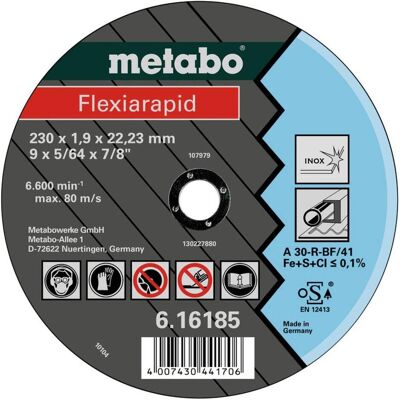 Metabo, Sägeblatt, Flexiarapid 180x1.6x22.23 Inox. Trennscheibe. gera Metabo, Sägeblatt, Flexiarapid 180x1.6x22.23 Inox. Trennscheibe. gera