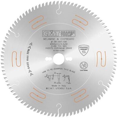 CMT, Sägeblatt, 281.681.10M Laminat- und Spanplattensägeblatt, Industrielinie, D=250, F CMT, Sägeblatt, 281.681.10M Laminat- und Spanplattensägeblatt, Industrielinie, D=250, F