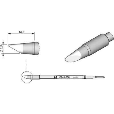 JBC Lötspitze Serie C245, Rundform, C245056/Ø 3,5 mm, abgeschrägt, High Thermal, Lötgerät Zubehör JBC Lötspitze Serie C245, Rundform, C245056/Ø 3,5 mm, abgeschrägt, High Thermal, Lötgerät Zubehör