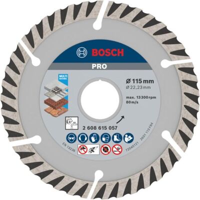 Bosch Professional Zubehör, Sägeblatt, PRO Multi Material Diamanttrennscheibe, 115 x 22,23 mm Bosch Professional Zubehör, Sägeblatt, PRO Multi Material Diamanttrennscheibe, 115 x 22,23 mm