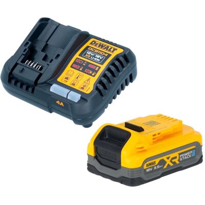 DeWalt, Werkzeugakku + Ladegerät, DCB 1104 S1 Akku Starter Set mit Schnell Ladegerät + 1x Powerstack Akku 18 V 3,5 Ah DeWalt, Werkzeugakku + Ladegerät, DCB 1104 S1 Akku Starter Set mit Schnell Ladegerät + 1x Powerstack Akku 18 V 3,5 Ah