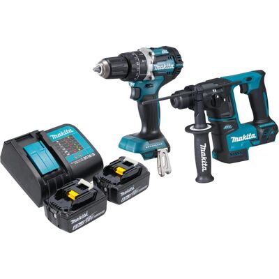 Makita, Bohrmaschine + Akkuschrauber, DLX 2278 SG Akku Kombo Kit + DHP 484 Schlagbohrschrauber 54 Nm + DHR 171 Bohrhammer 1,2 J + (Bohrhammer, Schlagbohrschrauber) Makita, Bohrmaschine + Akkuschrauber, DLX 2278 SG Akku Kombo Kit + DHP 484 Schlagbohrschrauber 54 Nm + DHR 171 Bohrhammer 1,2 J + (Bohrhammer, Schlagbohrschrauber)