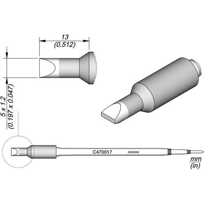 JBC Lötspitze Serie C470, Meisselform, C470017/5,0 x 1,2 mm, gerade (Lötspitze), Lötgerät Zubehör JBC Lötspitze Serie C470, Meisselform, C470017/5,0 x 1,2 mm, gerade (Lötspitze), Lötgerät Zubehör