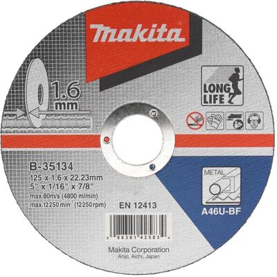 Makita, Sägeblatt, Zubehör B-35134 Trennscheibe Metall 125 x 22,2 mm 10 Stück Makita, Sägeblatt, Zubehör B-35134 Trennscheibe Metall 125 x 22,2 mm 10 Stück