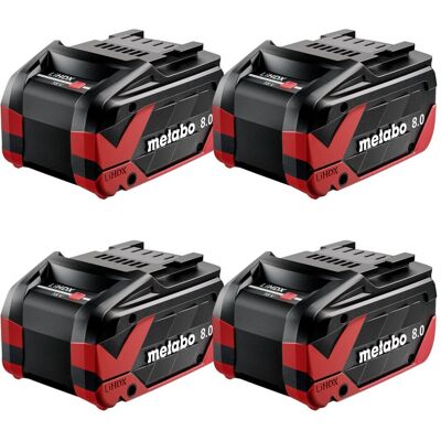 Metabo, Werkzeugakku + Ladegerät, 4x LiHDX Akkupack 18 V 8,0 Ah CAS Li-Ion Akku ( 4x 624975000 ) (18 V) Metabo, Werkzeugakku + Ladegerät, 4x LiHDX Akkupack 18 V 8,0 Ah CAS Li-Ion Akku ( 4x 624975000 ) (18 V)