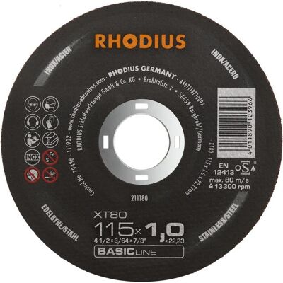 Rhodius, Sägeblatt, BASICline XT80 Extradünne Trennscheibe 115 x 1,0 x 22,23 mm Rhodius, Sägeblatt, BASICline XT80 Extradünne Trennscheibe 115 x 1,0 x 22,23 mm