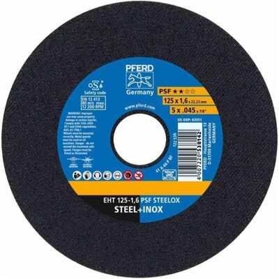 Pferd, Sägeblatt, Trennscheibe EHT 125-1,6 PSF STEELOX gerade, Ø 125 mm, Stärke: 1,6 mm PSF Steelox Pferd, Sägeblatt, Trennscheibe EHT 125-1,6 PSF STEELOX gerade, Ø 125 mm, Stärke: 1,6 mm PSF Steelox