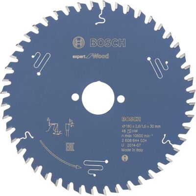 Bosch Professional Zubehör, Sägeblatt, Kreissägeblatt Expert for Wood, 180 x 30 x 2,6 mm, 48 Bosch Professional Zubehör, Sägeblatt, Kreissägeblatt Expert for Wood, 180 x 30 x 2,6 mm, 48
