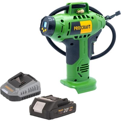 Procraft, Kompressor, LK20 Akku Kompressor 20 V 11 bar + 1x Akku 2,0 Ah + Ladegerät (11 Bar) Procraft, Kompressor, LK20 Akku Kompressor 20 V 11 bar + 1x Akku 2,0 Ah + Ladegerät (11 Bar)