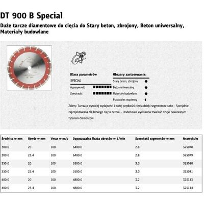 Klingspor, Sägeblatt, DT 900 B Special - Diamanttrennscheibe 350 x 25,4 mm Klingspor, Sägeblatt, DT 900 B Special - Diamanttrennscheibe 350 x 25,4 mm