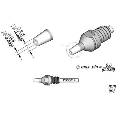 JBC Entlötspitze Serie D530, D530014/0.8 mm, 2.5 mm, Pincleaning (Entlötspitze), Lötgerät Zubehör JBC Entlötspitze Serie D530, D530014/0.8 mm, 2.5 mm, Pincleaning (Entlötspitze), Lötgerät Zubehör