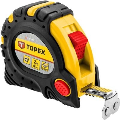 Topex, Längenmesswerkzeug, Stahlbandmass 2m x 16mm 27C342 Topex, Längenmesswerkzeug, Stahlbandmass 2m x 16mm 27C342