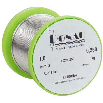Donau LÖTZINN "CLEAR" 250g - O1 mm Sn100Ni+, Lötgerät Zubehör Donau LÖTZINN "CLEAR" 250g - O1 mm Sn100Ni+, Lötgerät Zubehör