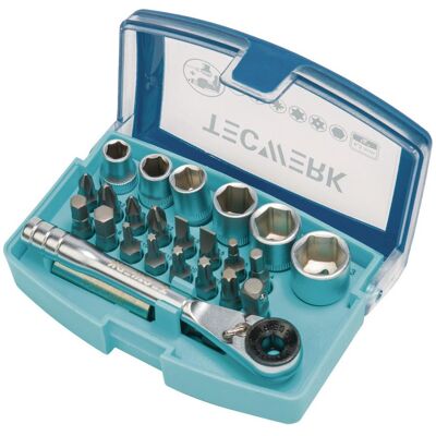 Tecwerk, Bits, Bit-/Steckschlüsselset 24-teilig Schlitz/PH/PZD/T/Knarre/6 Nüsse (Schraubschlitz) Tecwerk, Bits, Bit-/Steckschlüsselset 24-teilig Schlitz/PH/PZD/T/Knarre/6 Nüsse (Schraubschlitz)