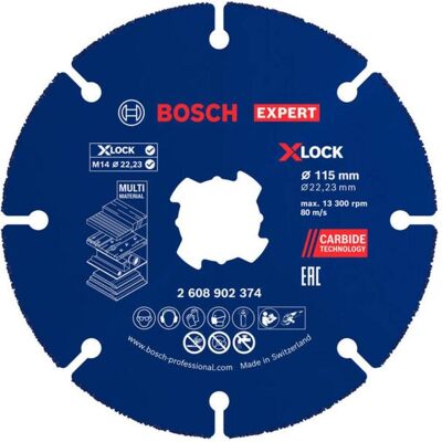 Bosch Professional Zubehör, Sägeblatt, EXPERT X-LOCK Carbide Multi Wheel Trennscheibe,115x22,23 mm Bosch Professional Zubehör, Sägeblatt, EXPERT X-LOCK Carbide Multi Wheel Trennscheibe,115x22,23 mm