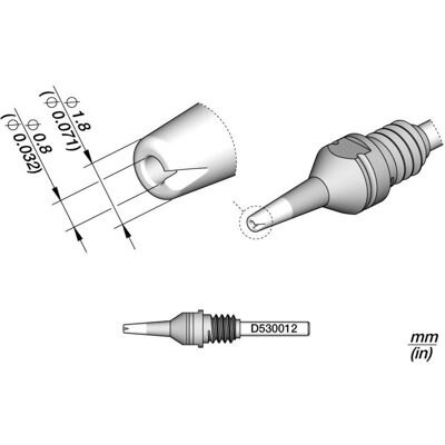JBC Entlötspitze Serie D530, D530012/0.8 mm, 1.8 mm, Padcleaning (Entlötspitze), Lötgerät Zubehör JBC Entlötspitze Serie D530, D530012/0.8 mm, 1.8 mm, Padcleaning (Entlötspitze), Lötgerät Zubehör