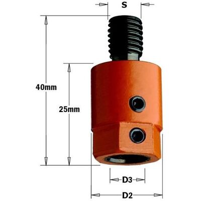 CMT, Zubehör Maschine, 302.000.01 Bohrerhalter M10, rechts 19,5 mm CMT, Zubehör Maschine, 302.000.01 Bohrerhalter M10, rechts 19,5 mm