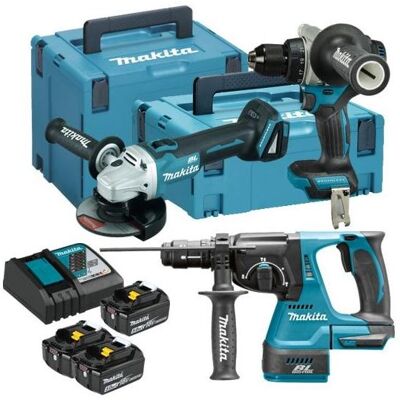 Makita, Elektrowerkzeug Set, Werkzeugset 18V LXT DLX3202TJ 3x5.0Ah Makita, Elektrowerkzeug Set, Werkzeugset 18V LXT DLX3202TJ 3x5.0Ah